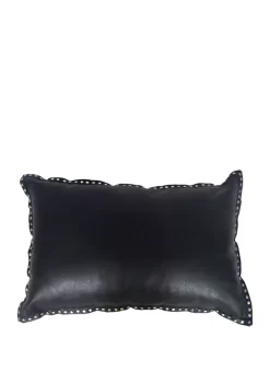 Best Sale 🛒 HiEnd Accents 16 in x 24 in Eurosoft Leather Pillow with Studded Flange 🤩