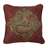 Deals 😀 HiEnd Accents San Angelo Paisley Print Pillow with Red Faux Leather Corners 🤩