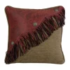 Promo 💯 HiEnd Accents San Angelo Red Diagonal Faux Leather Design with Fringe & Concho Pillow 🌟 -Cheap HiEnd Accents Store Belk 1122