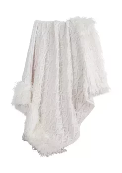 Buy 🌟 HiEnd Accents Nordic Cable Knit & Mongolian Fur Throw Blanket 😀 -Cheap HiEnd Accents Store Belk 1137