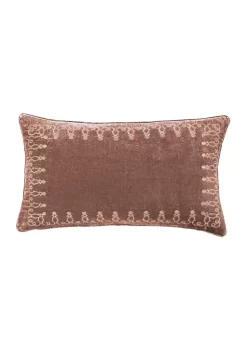 Promo 😉 HiEnd Accents Stella Faux Silk Velvet Embroidered Lumbar Pillow 🔥