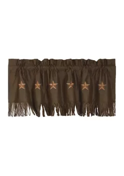 New 😍 HiEnd Accents Laredo Chocolate Star Faux Leather Kitchen Valance ✔️