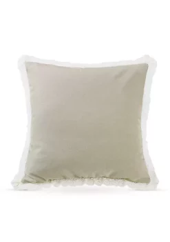 Hot Sale ✨ HiEnd Accents Tan Burlap with Off-White Lace Trim Square Decorative Pillow 🔥
