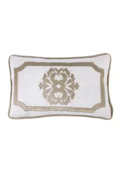 Cheap 😍 HiEnd Accents Madison Velvet Embroidered White Oblong Linen Pillow ⌛