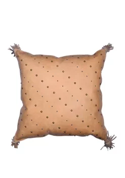 Wholesale ⌛ HiEnd Accents Studded Leather Pillow with Tassels 🎁