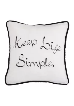 Promo 🧨 HiEnd Accents "Keep Life Simple" Embroidery Throw Pillow 🎉