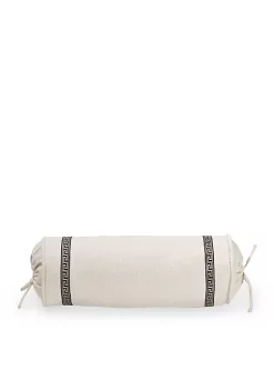 New 👍 HiEnd Accents Matelasse Neckroll Pillow with Greek Key Trim 💯