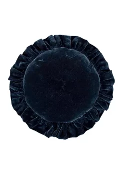 Budget ⭐ HiEnd Accents Stella Faux Silk Velvet Ruffled Round Pillow 🛒 -Cheap HiEnd Accents Store Belk 595