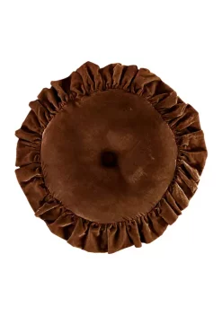 Budget ⭐ HiEnd Accents Stella Faux Silk Velvet Ruffled Round Pillow 🛒 -Cheap HiEnd Accents Store Belk 597