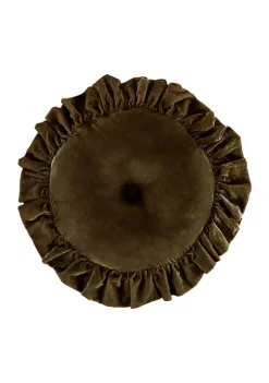 Budget ⭐ HiEnd Accents Stella Faux Silk Velvet Ruffled Round Pillow 🛒 -Cheap HiEnd Accents Store Belk 600